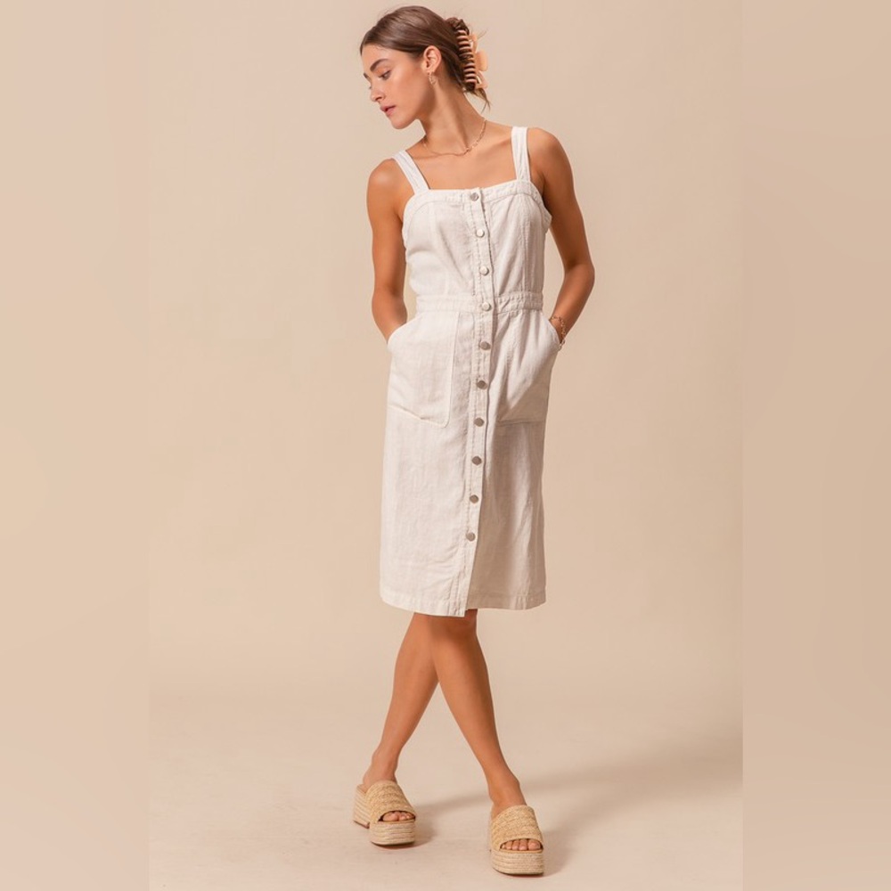 SO ME Button Down Pocket Front Pinafore Dress - Picture 2 of 16
